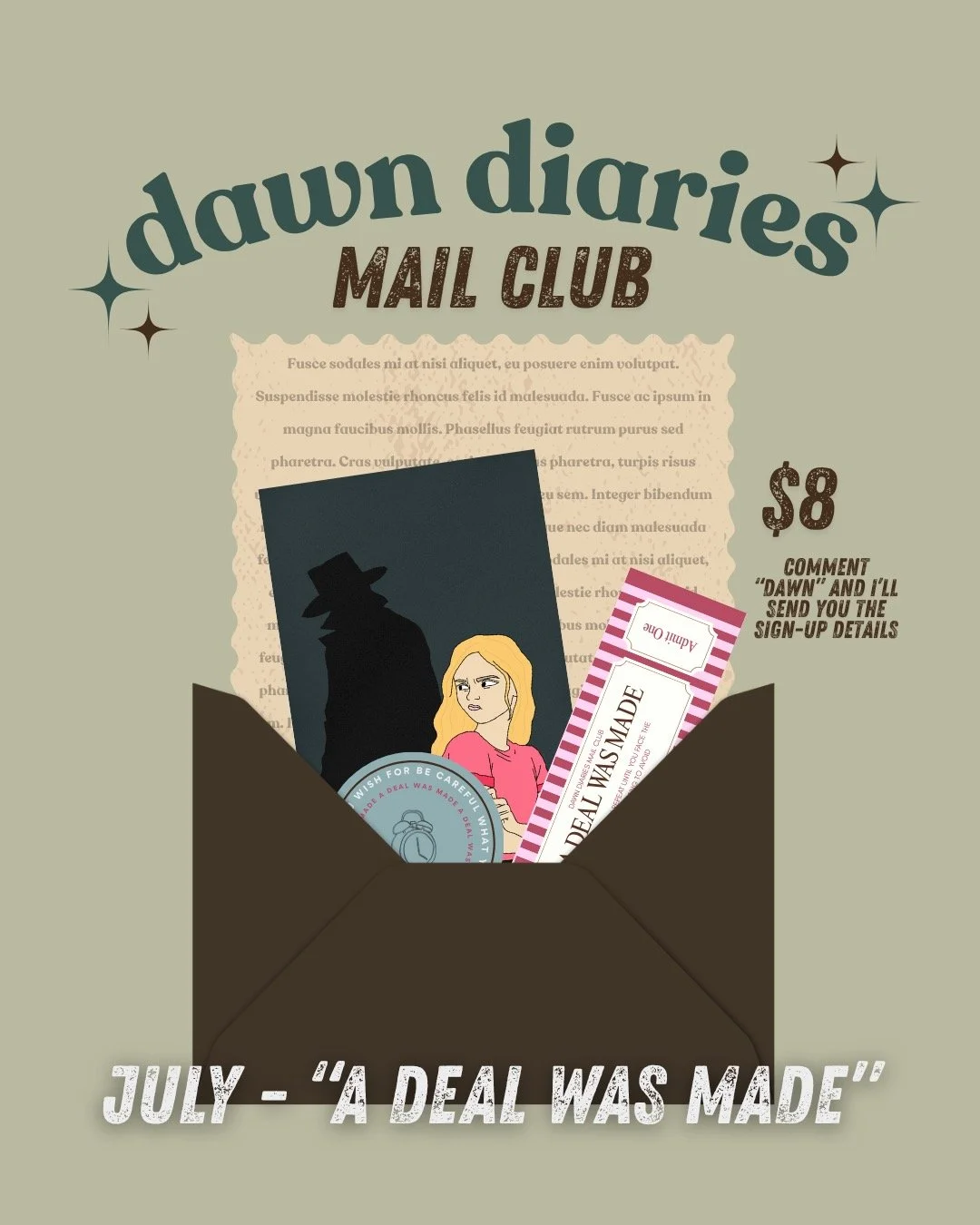 Introducing&hellip; the Dawn Diaries Mail Club ✨💌
Do you love to read? Receiving mail? Are you a fan of young adult stories that pack a punch, extra bookish art and goodies, and a variety of genres? Or maybe, there's a reader in your life you want t