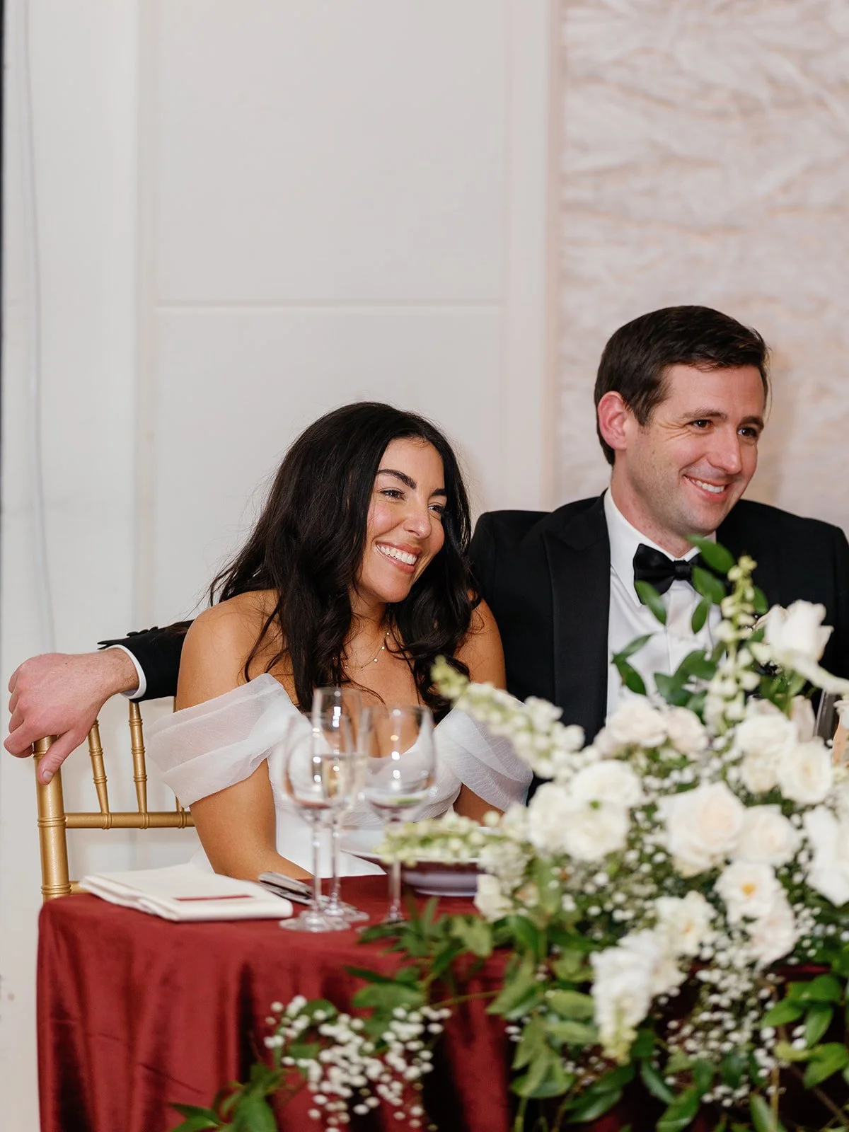 Couple enjoying an elegant wedding reception
