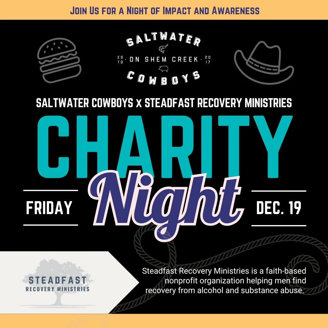 Come hang out with us on Friday, December 19 at our favorite waterfront restaurant, Saltwater Cowboys! 🤠 We will be spreading awareness, eating great food, and having the best time! Let us know when you&rsquo;re coming!