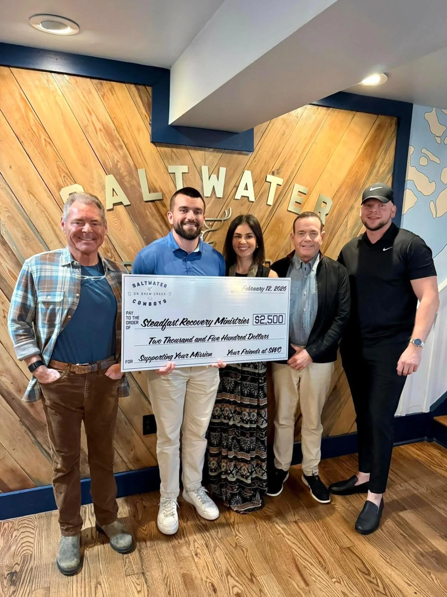 Last night, business partners Wade Boals and Brett Yearout generously hosted a dinner at Saltwater Cowboys for our guys. 

Both Wade and Brett serve on the SRM Board of Directors &mdash; they have faithfully served this ministry and continue to serve