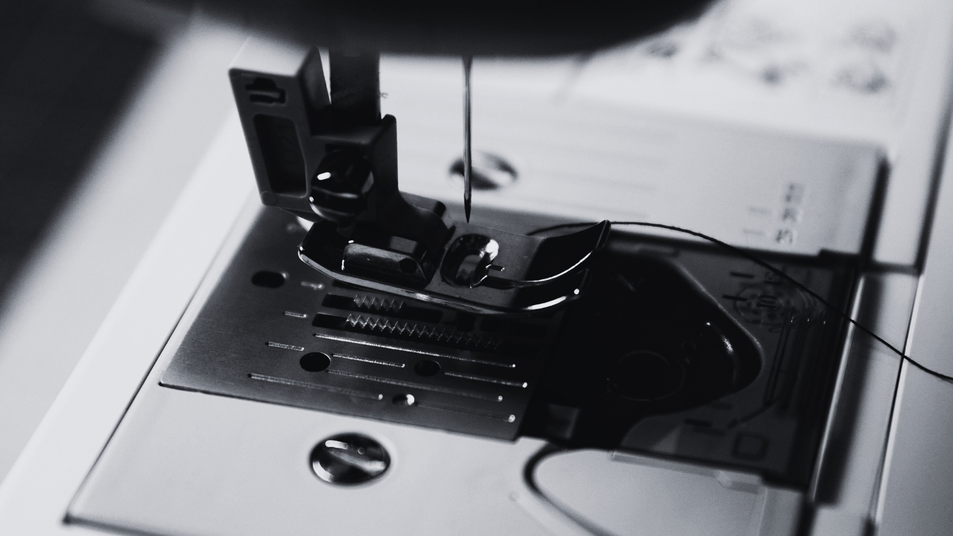 Sewing Machine Plate Black and White