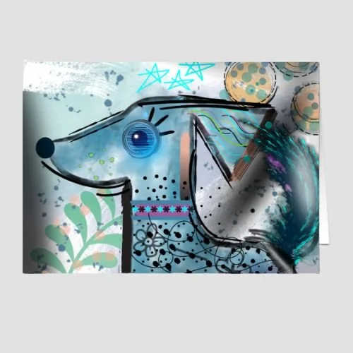 Abstract Wag | Colorful Whimsical Dog Greeting Card