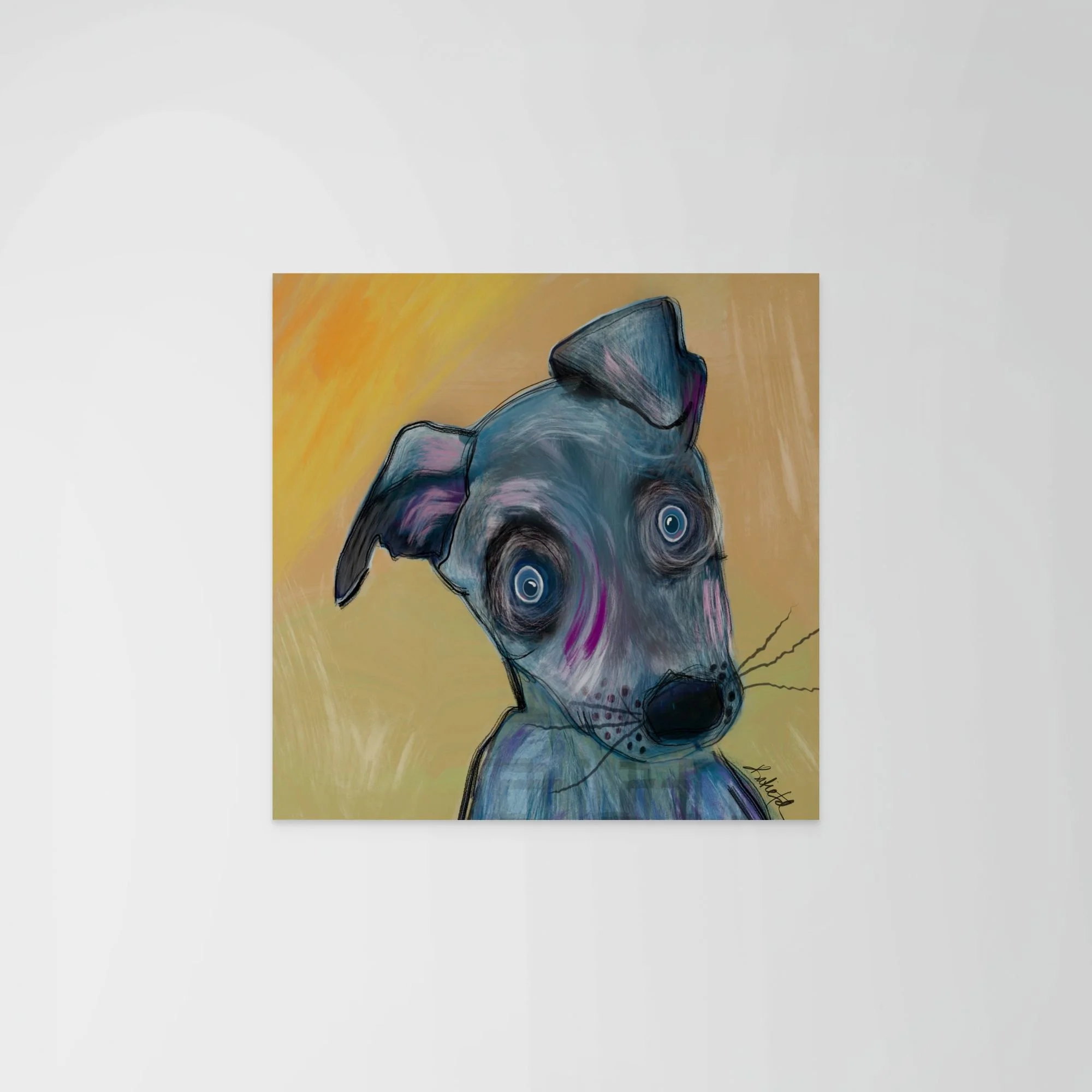 Little Soul | Whimsical Blue Dog Art Print
