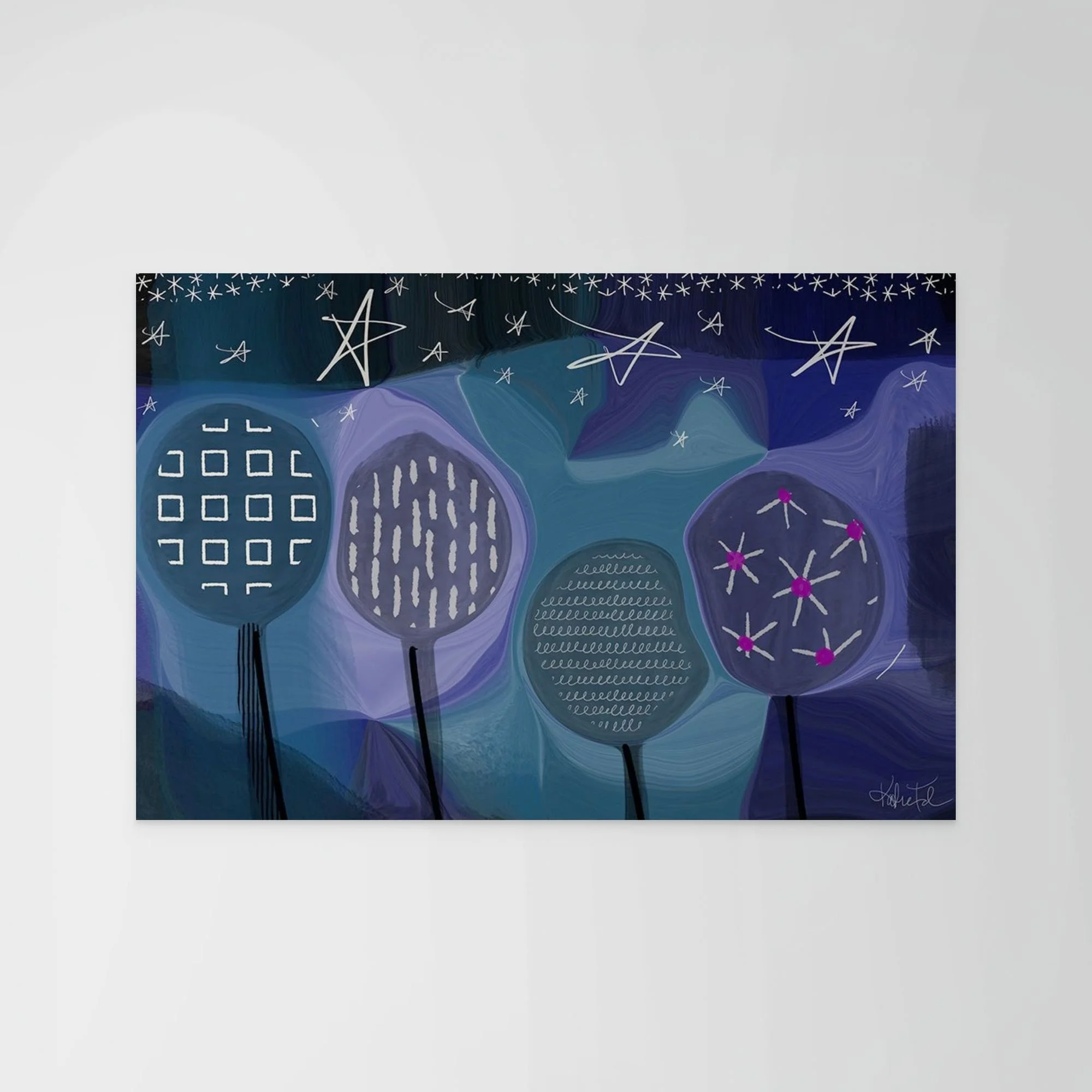 Starlit Orchard | Whimsical Abstract Orchard Art Print