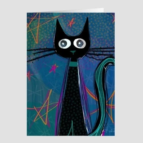 Ziggy Pawdust | Whimsical Black Cat Greeting Card