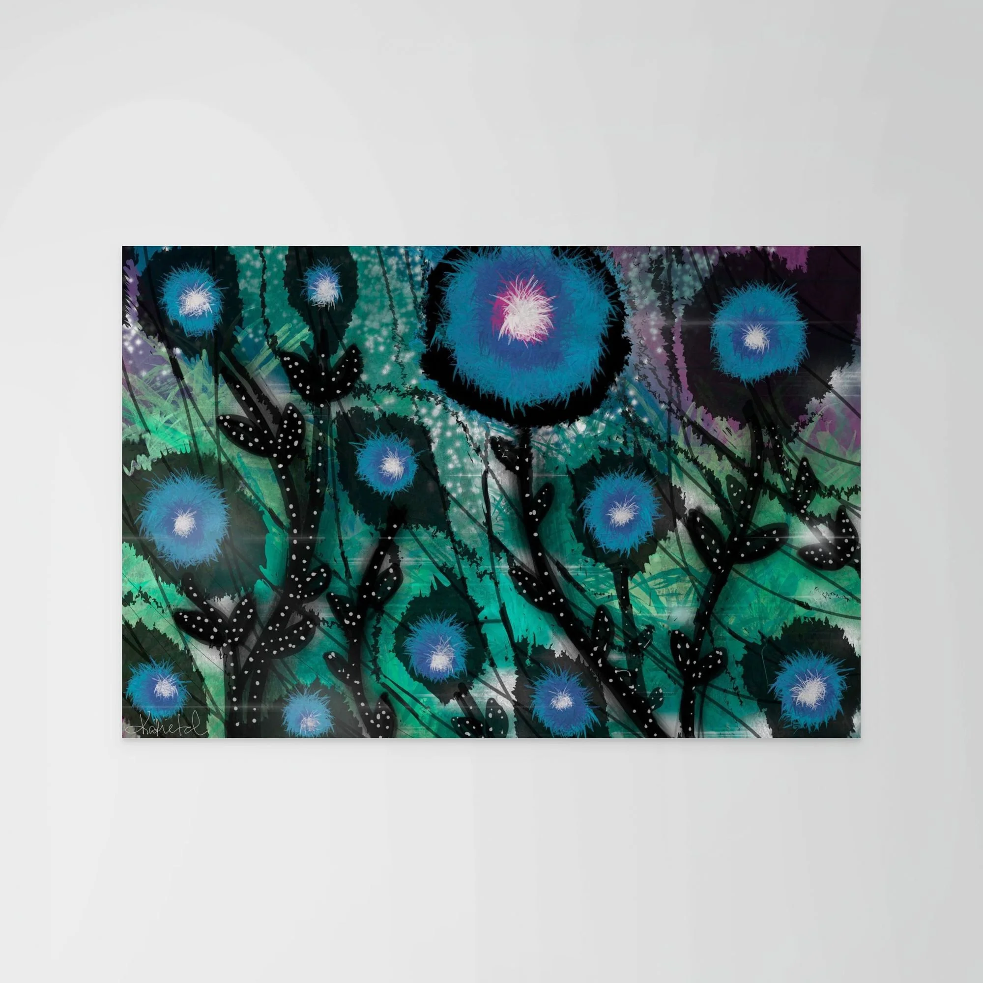 Cosmic Meadow | Whimsical Abstract Floral Art Print