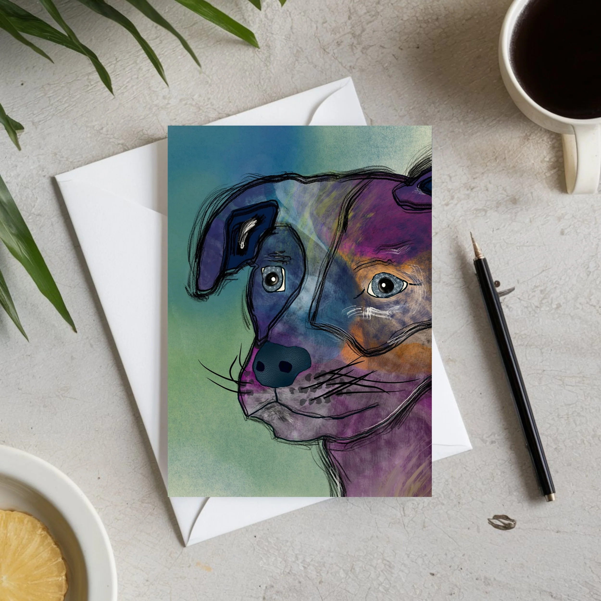 Stargazer Dog Greeting Card | Whimsical Dog Art Greeting Card