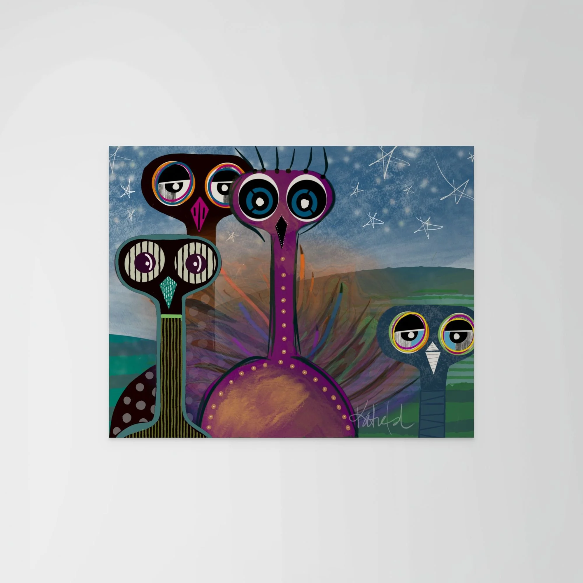 Neighborhood Watch | Whimsical Bird Art Print