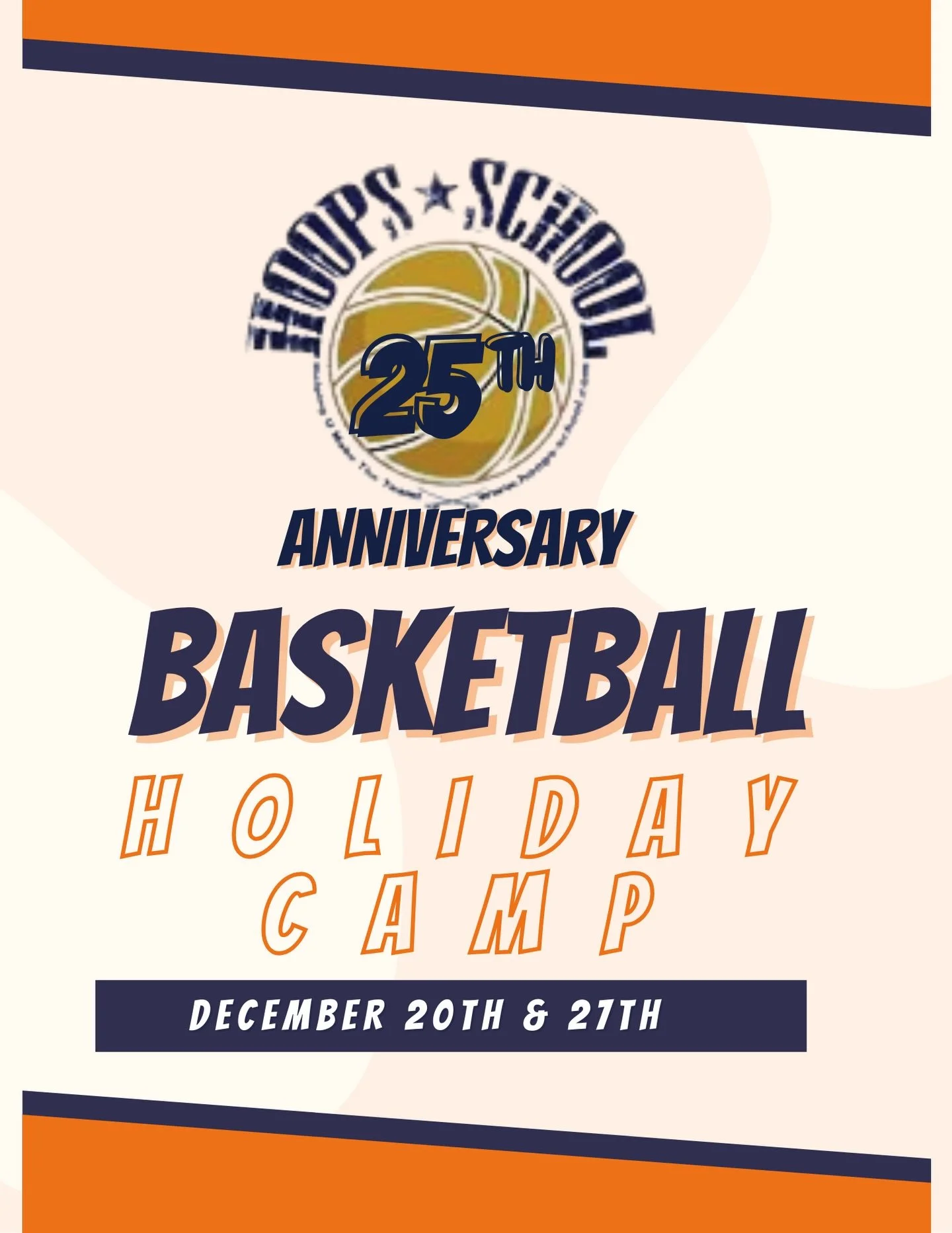 Click the Link below to Register: 
https://hoops-school.regfox.com/2025-december-clinics
Holiday Hoops is here!

Beginner to Intermediate Skill Levels*

Dec 20 &ndash; Memorial Drive Presbyterian Church
Grades 3rd&ndash;7th | 9:30 AM &ndash; 12:30 PM