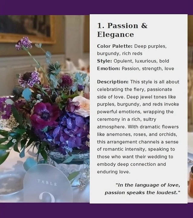 ✨ Choose wedding flowers that tell your story! Whether you&rsquo;re drawn to bold jewel tones, soft pastels, earthy boho textures, timeless tradition, or sleek modern elegance - flowers set the mood for your big day. 🌸💍

Take a peek at these five w