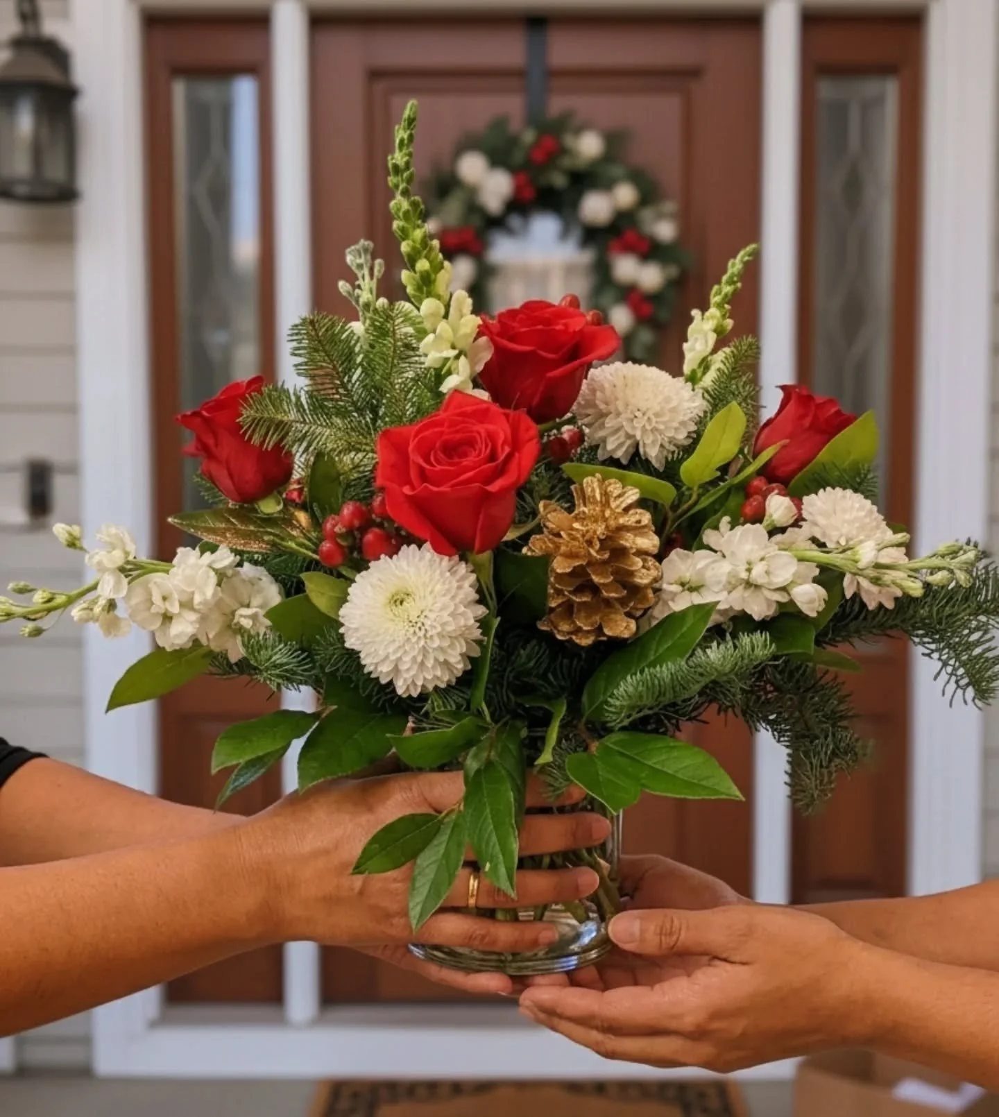 We&rsquo;re OPEN tomorrow!
We&rsquo;ve got beautiful last-minute holiday arrangements and plants ready just like this one we sent out today! 

Both options make the perfect last-minute gifts for family, friends, neighbors, or hosts. ❤️

Order online 