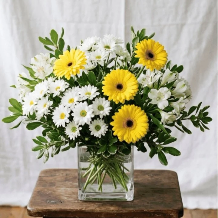 Celebrate April birthdays with our designer&rsquo;s latest creation! The April Birth Month Arrangement, featuring daisies in a stylish cube vase. 

🌼 Daisies are the traditional flower of April, often associated with cheerfulness and simplicity, the