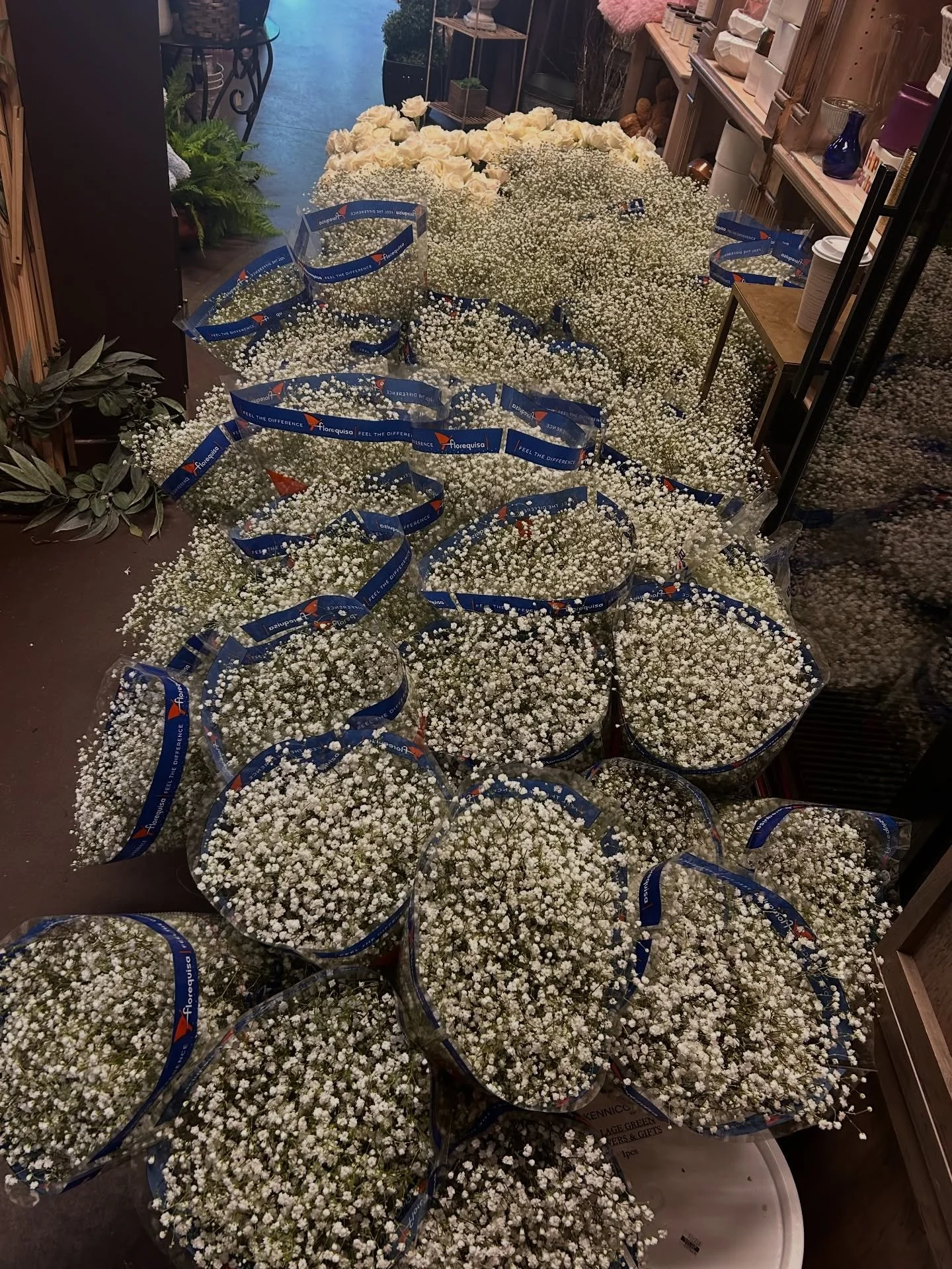 We have a #babiesbreath and #whiteroses wedding this weekend&hellip; it&rsquo;s just fun to see this much babies breath&hellip; it&rsquo;s literally taking over our store&hellip; lol!

#weddingflowers #atlantaflorist