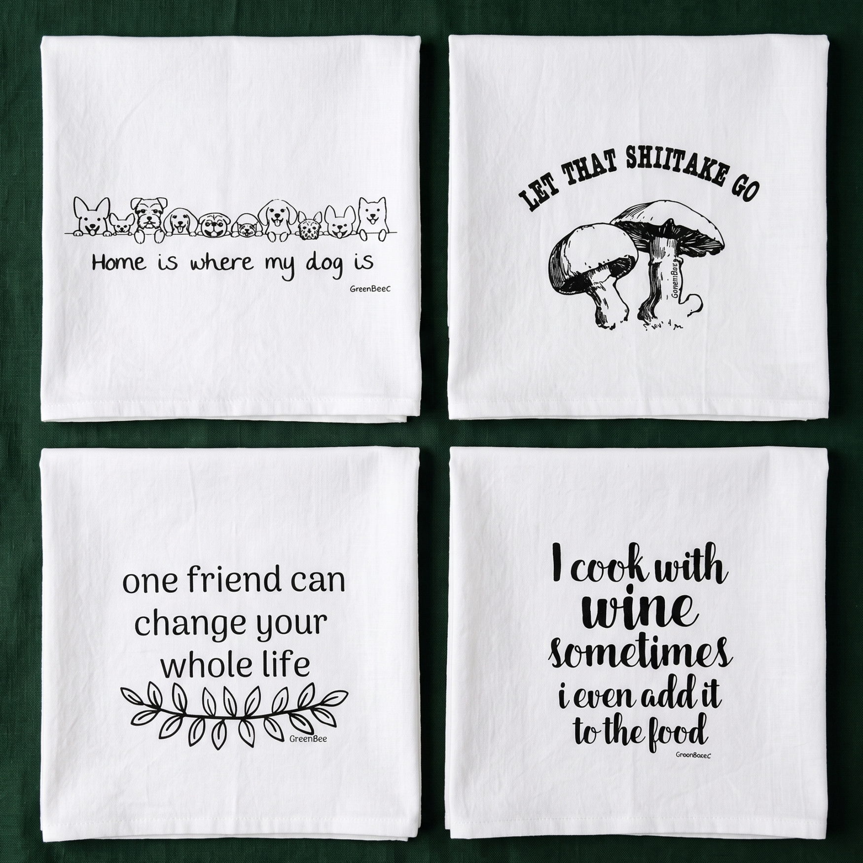 Green Bee Hand Towels - $17