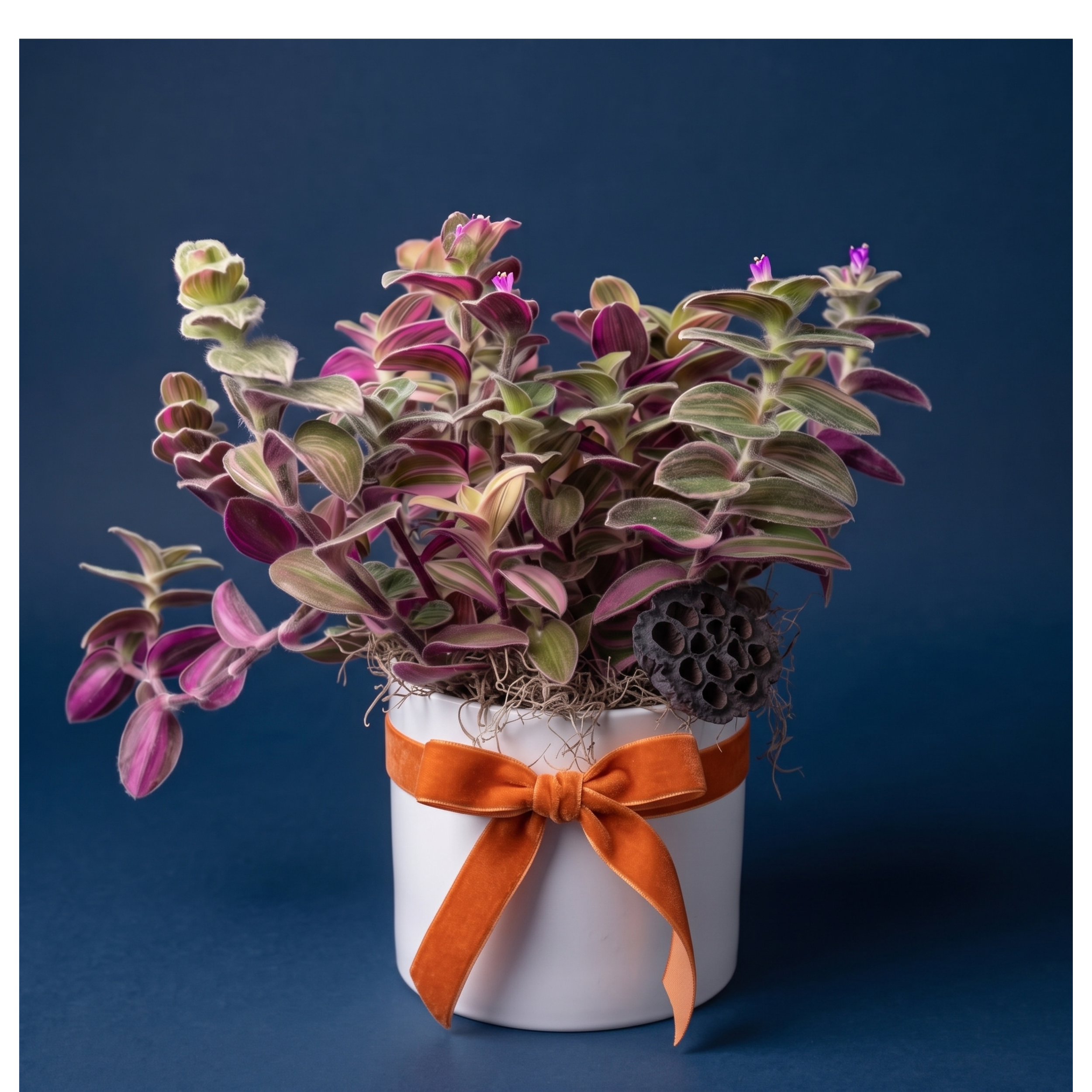 Live Inventory - Variegated Cobweb Spiderwort in White Ceramic - $60