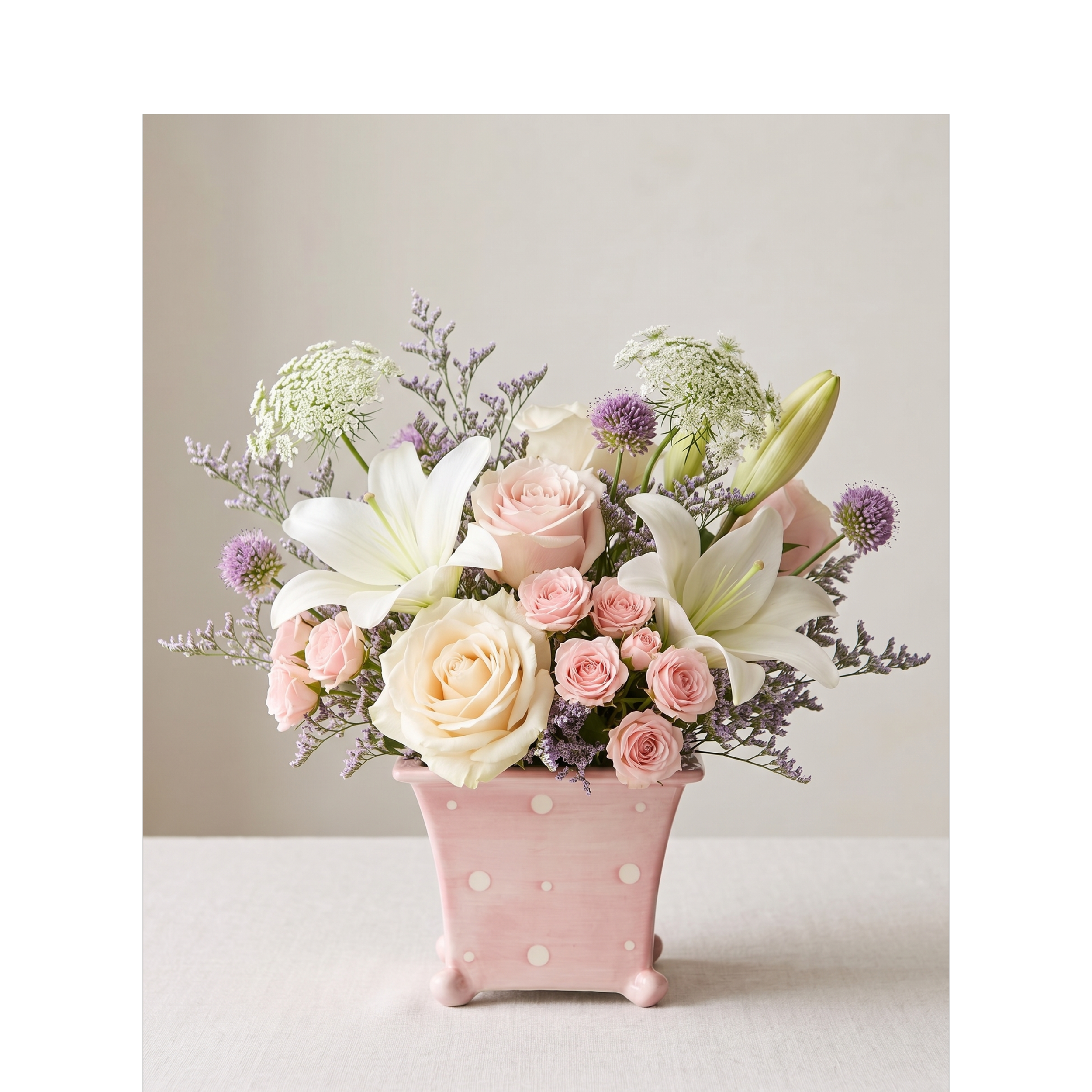 baby arrangement in pink polka dot ceramic.png
