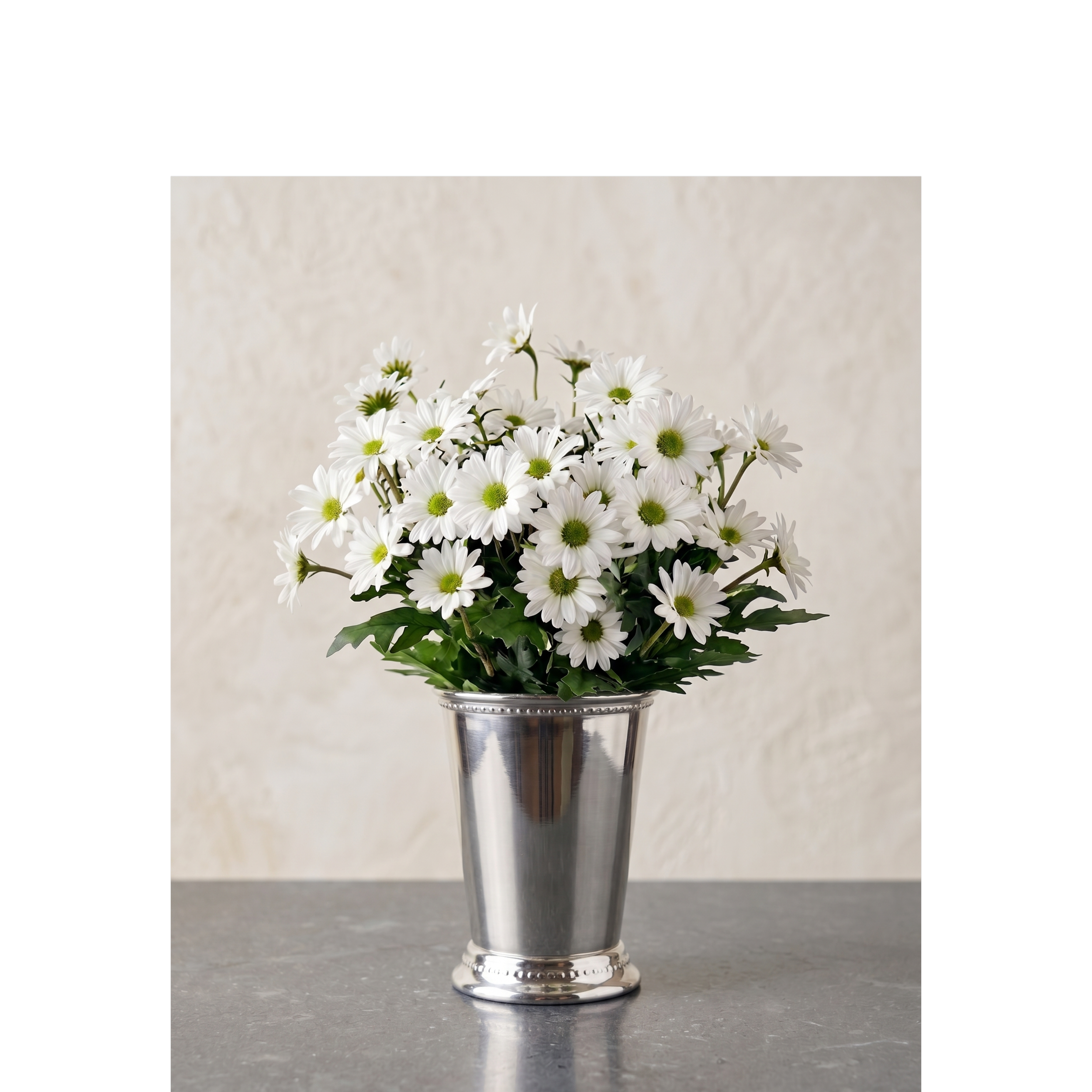 Mint Julep Vase with Daisies - $25-$40