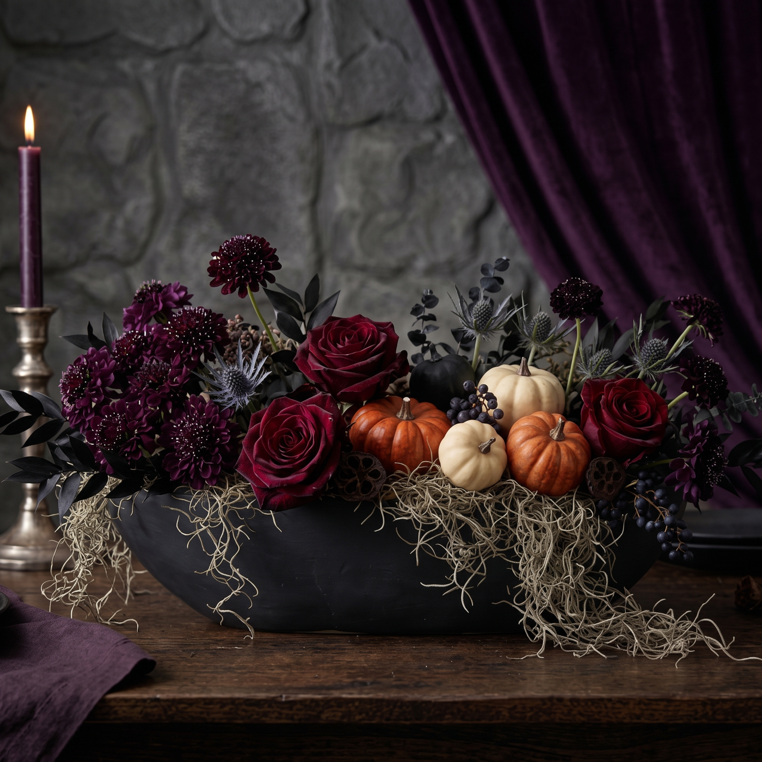 matte black oblong vase spooky halloween centerpiece 1.png