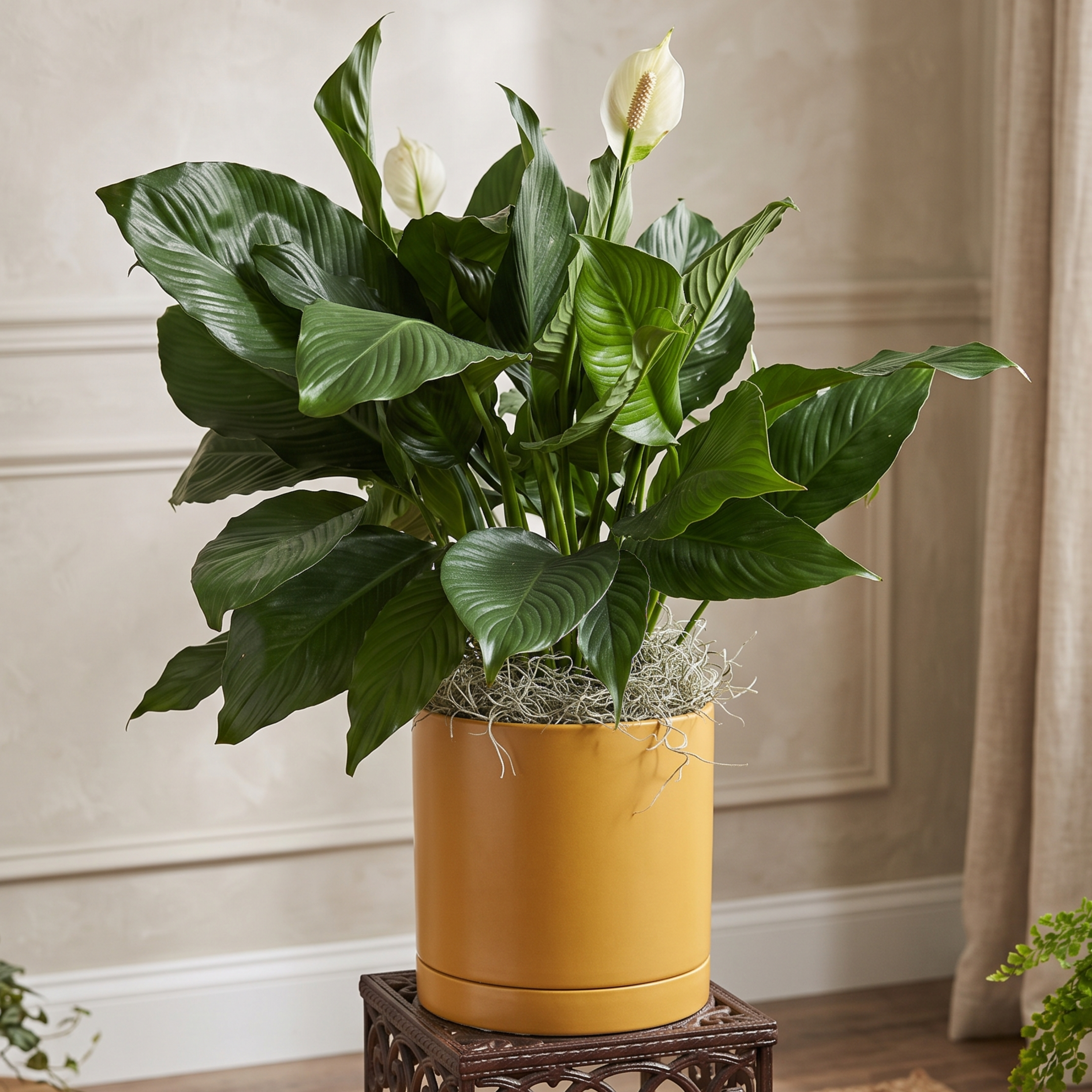Live Inventory - Large Peace Lily in Yellow Ceramic - $150