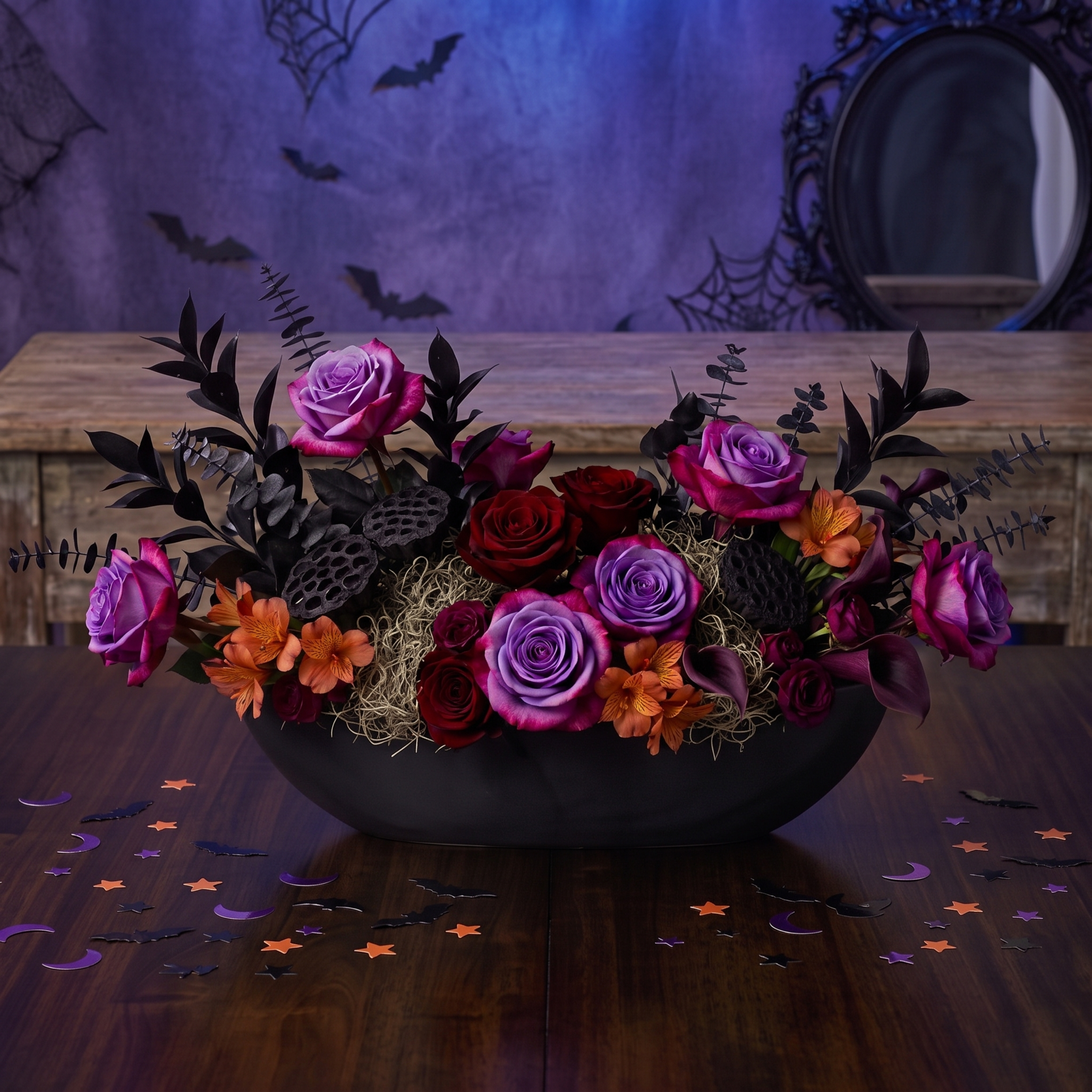 matte black oblong vase spooky halloween centerpiece 2.png