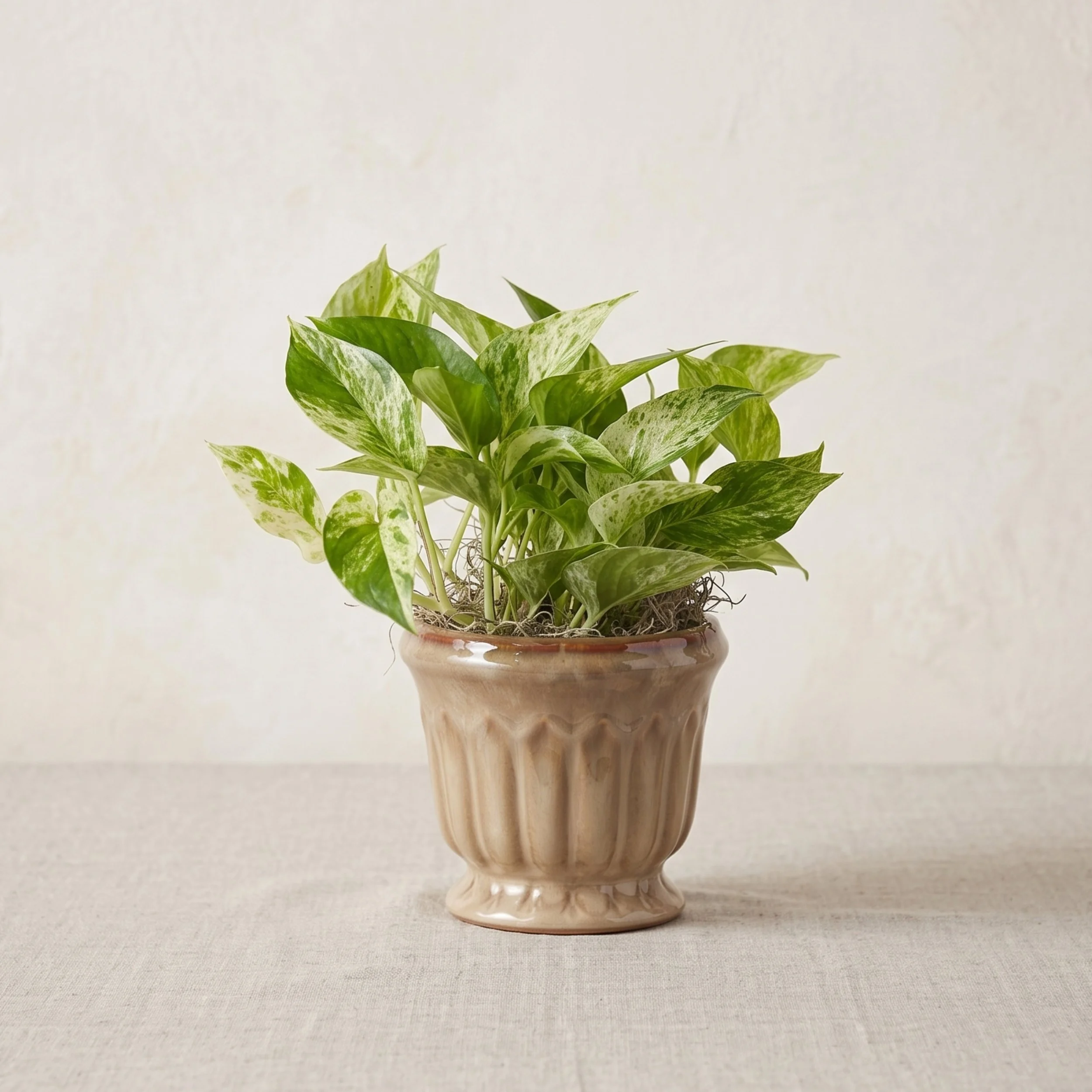 pothos on fluted ceramic - striped.jpg