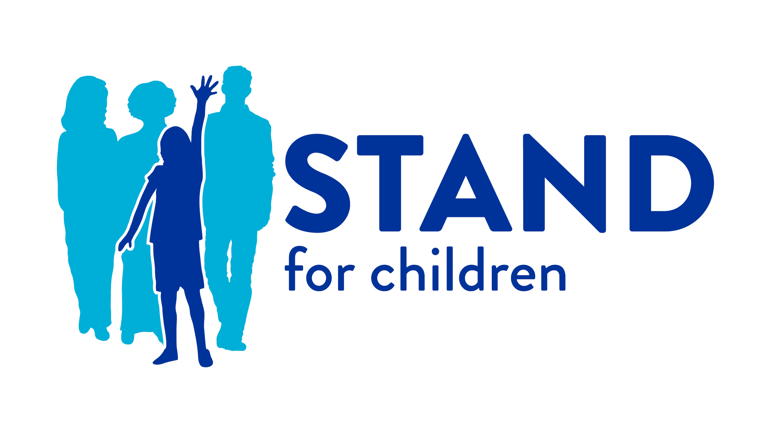 Logo for 'STAND for children' featuring silhouettes of children in various poses, with the text 'STAND for children' next to the silhouettes.