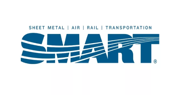 Logo with the word SMART in blue, with 'SHEET METAL', 'AIR', 'RAIL', and 'TRANSPORTATION' written above, indicating the company's services.
