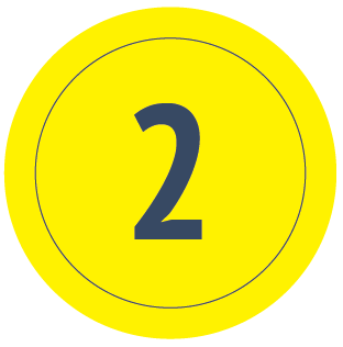 Yellow circle with a large number 2 in the center