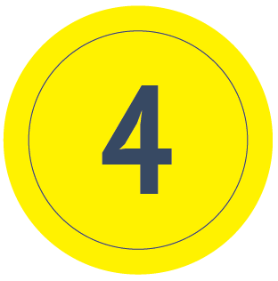 Yellow circular object with the number 4 in the center