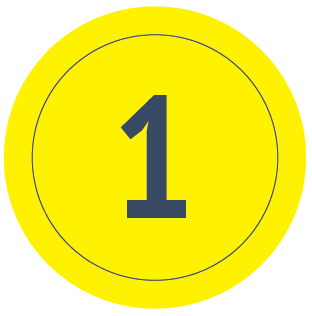 A yellow coin with the number one in the center.