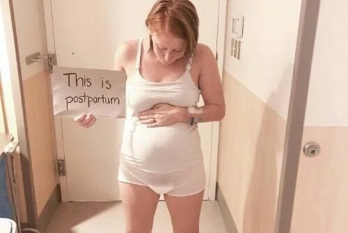 woman body right after giving birth