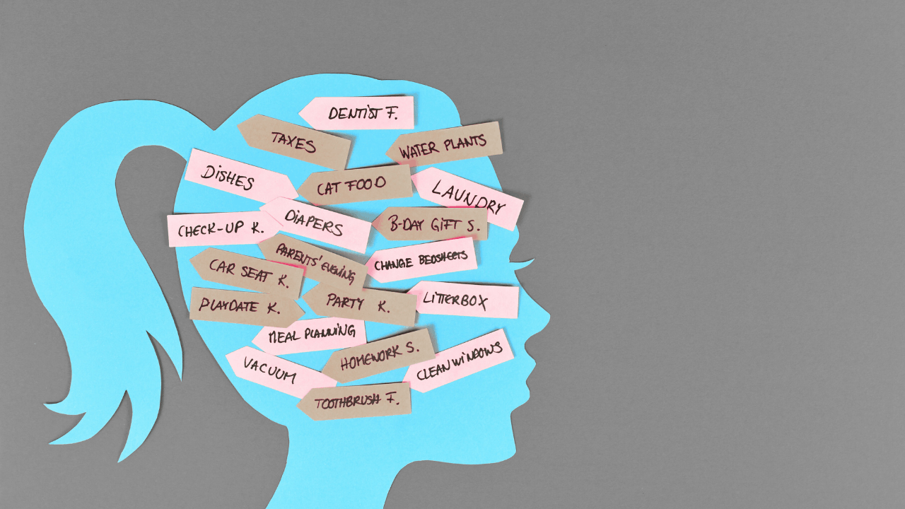 Example of a mental load list for couples including baby tasks, household planning, and appointments