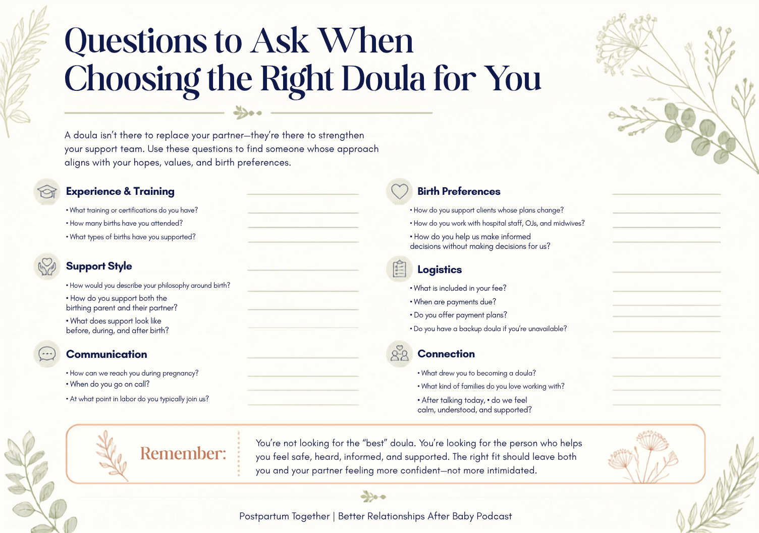 questions to ask to find the right doula