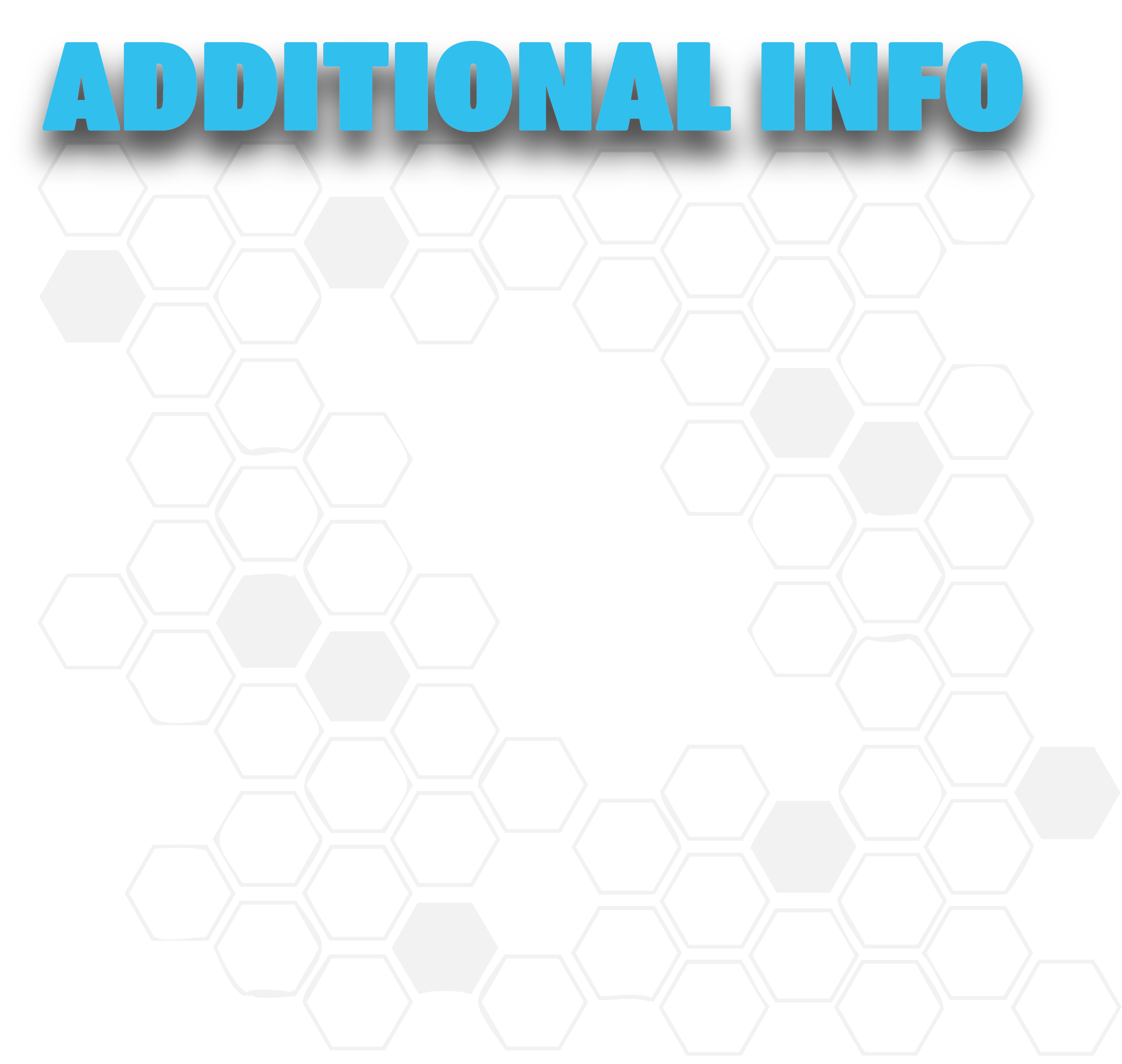 Diagram with hexagon tiles and the text 'ADDITIONAL INFO' at the top in blue.