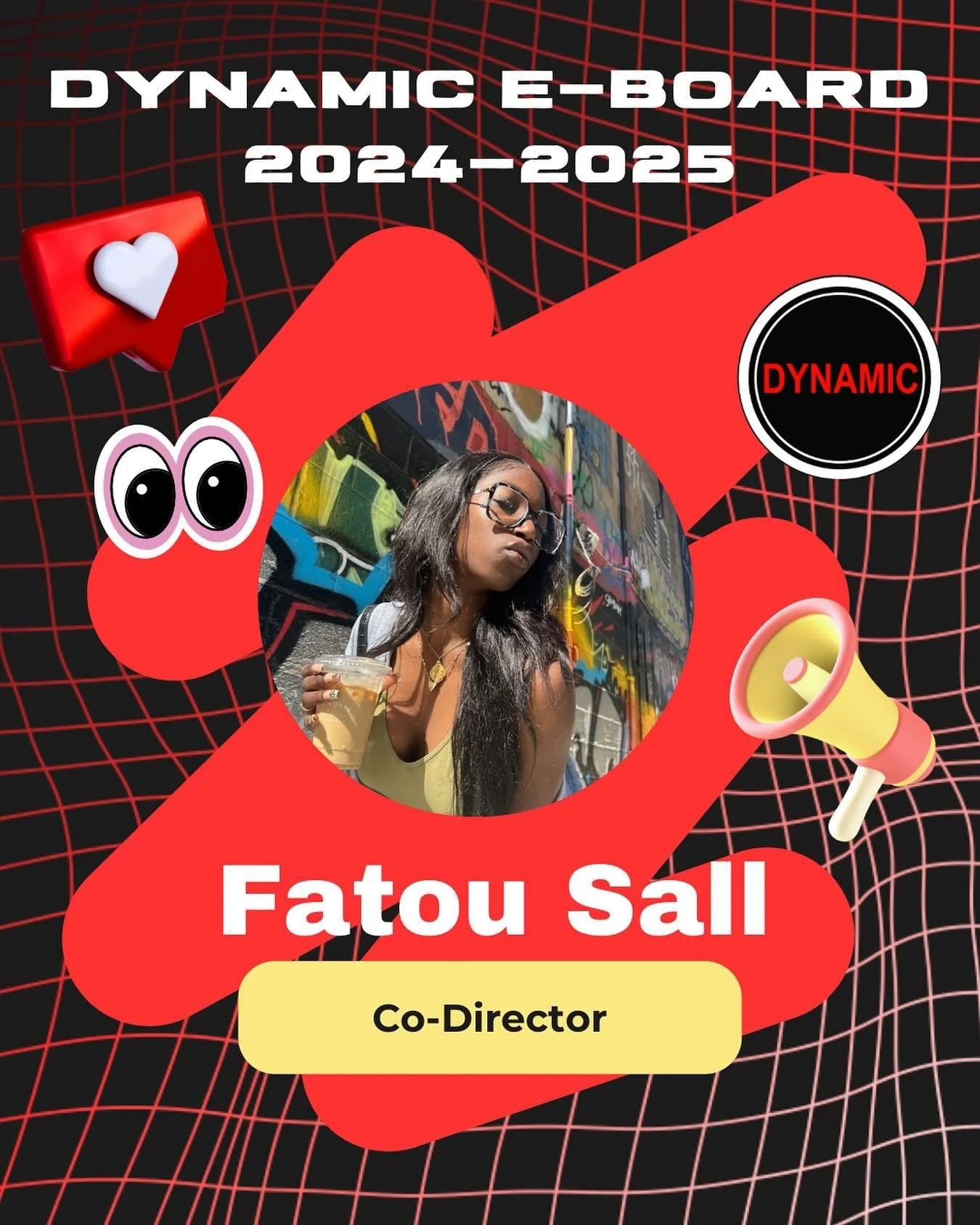 Meet the powerhouse E-board leading Dynamic Dance into the future for the 2024-2025 school year! 💫 

Name: Fatou Sall
Class: Senior
Position: Co-Director
Fun fact: I used to play piano with G Herbo