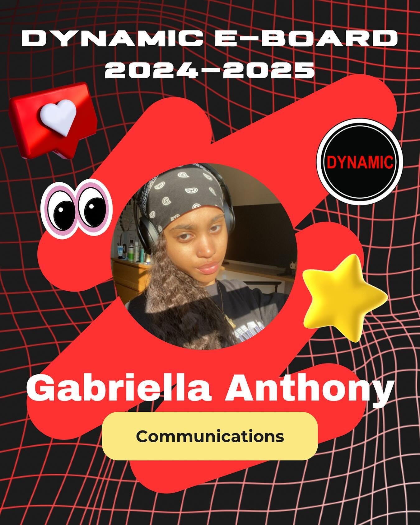 Meet the powerhouse E-board leading Dynamic Dance into the future for the 2024-2025 school year! 💫 

Name: Gabriella
Position: Communications/Director in Training 
Class: Junior (2026)
Fun fact: Love to travel