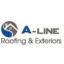 Logo for A-Line Roofing & Exteriors, featuring a stylized roof and house icon.