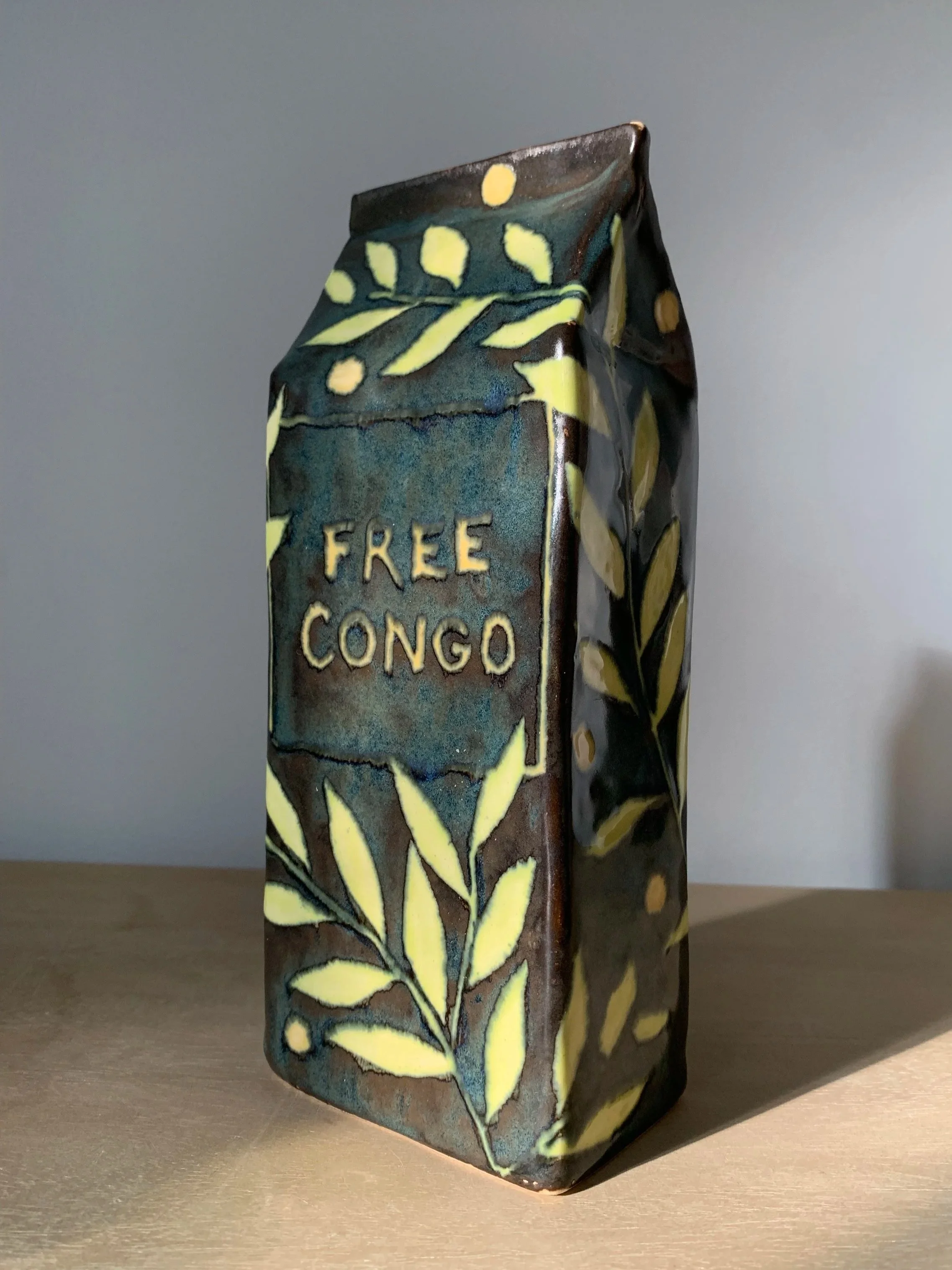 Missing, stoneware milk carton, 2025.