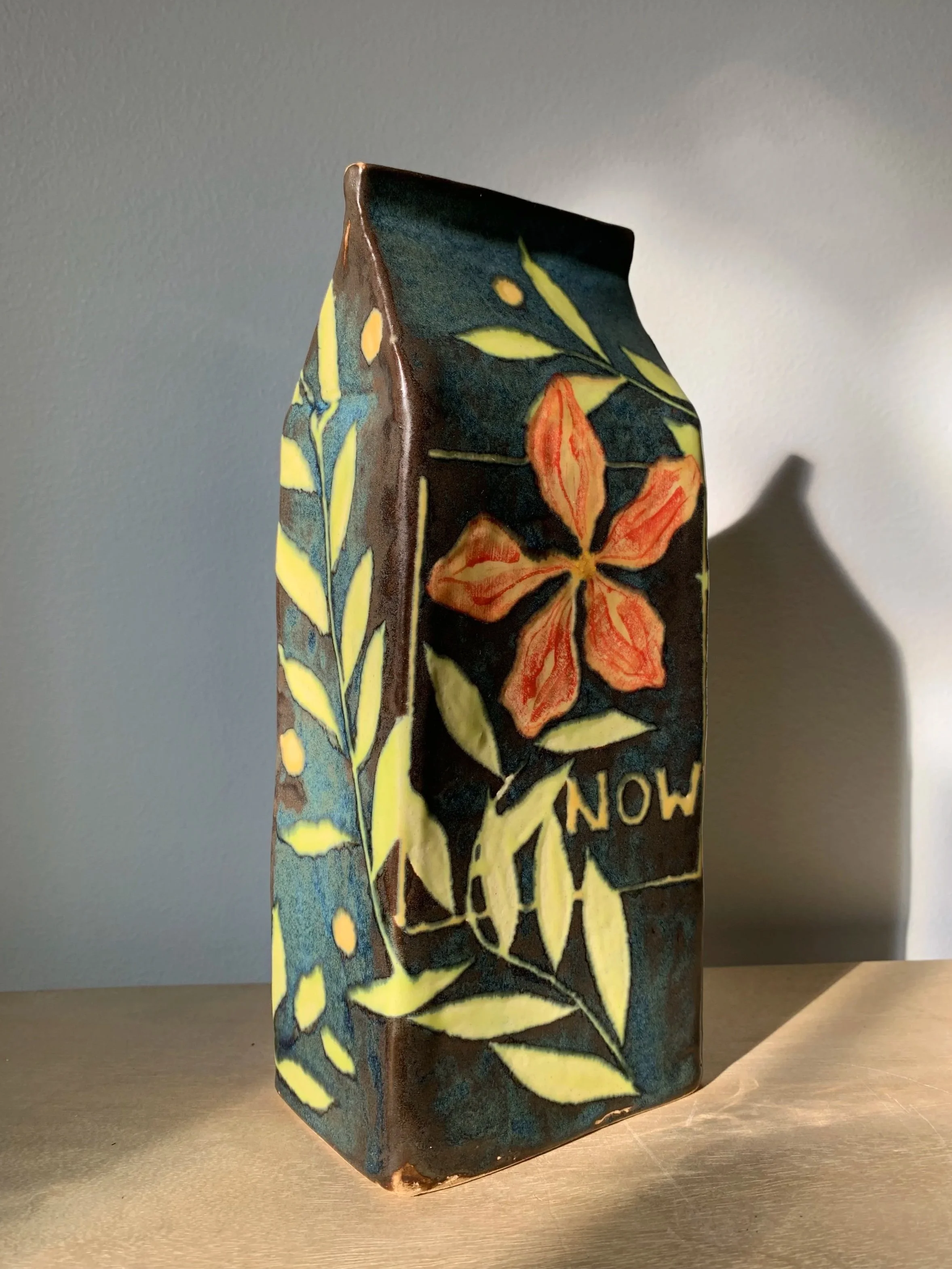 Missing, stoneware milk carton, 2025.