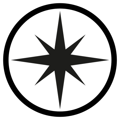 icon of a stylized compass with a star shape in the center.