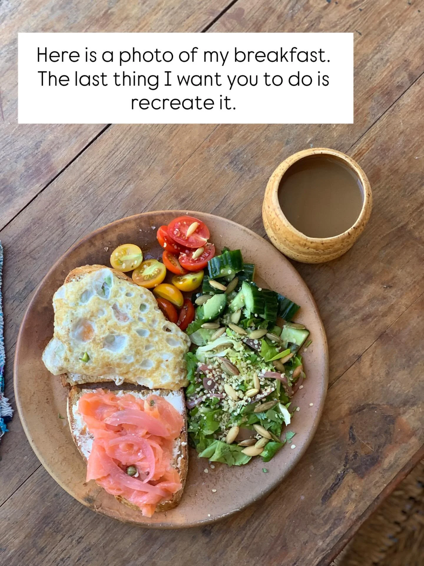 This breakfast wasn&rsquo;t about eating perfectly. 
It was about being present in the making and eating of it. 

I sat down. No phone. No book. 
It took me 27 minutes to eat, and I enjoyed every bite. 
It has taken me awhile to get here though. 

A 