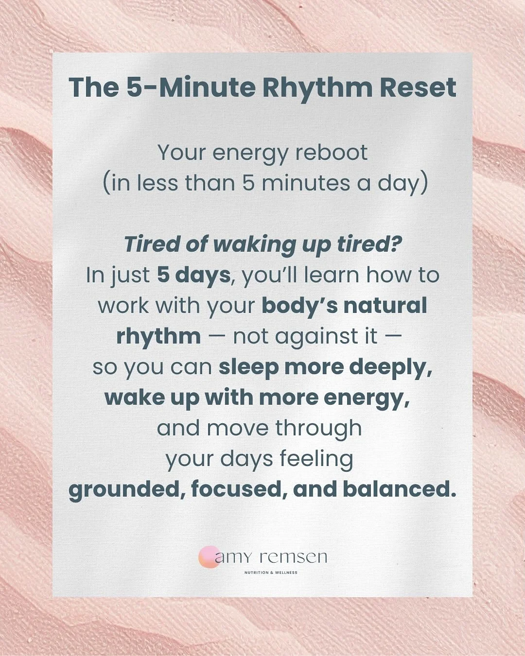 Most of us are living out of rhythm - pushing through fatigue, relying on willpower and stimulants, and wondering why we can&rsquo;t seem to feel rested no matter how much we sleep. 

The truth is, you&rsquo;re making things harder than they need to 