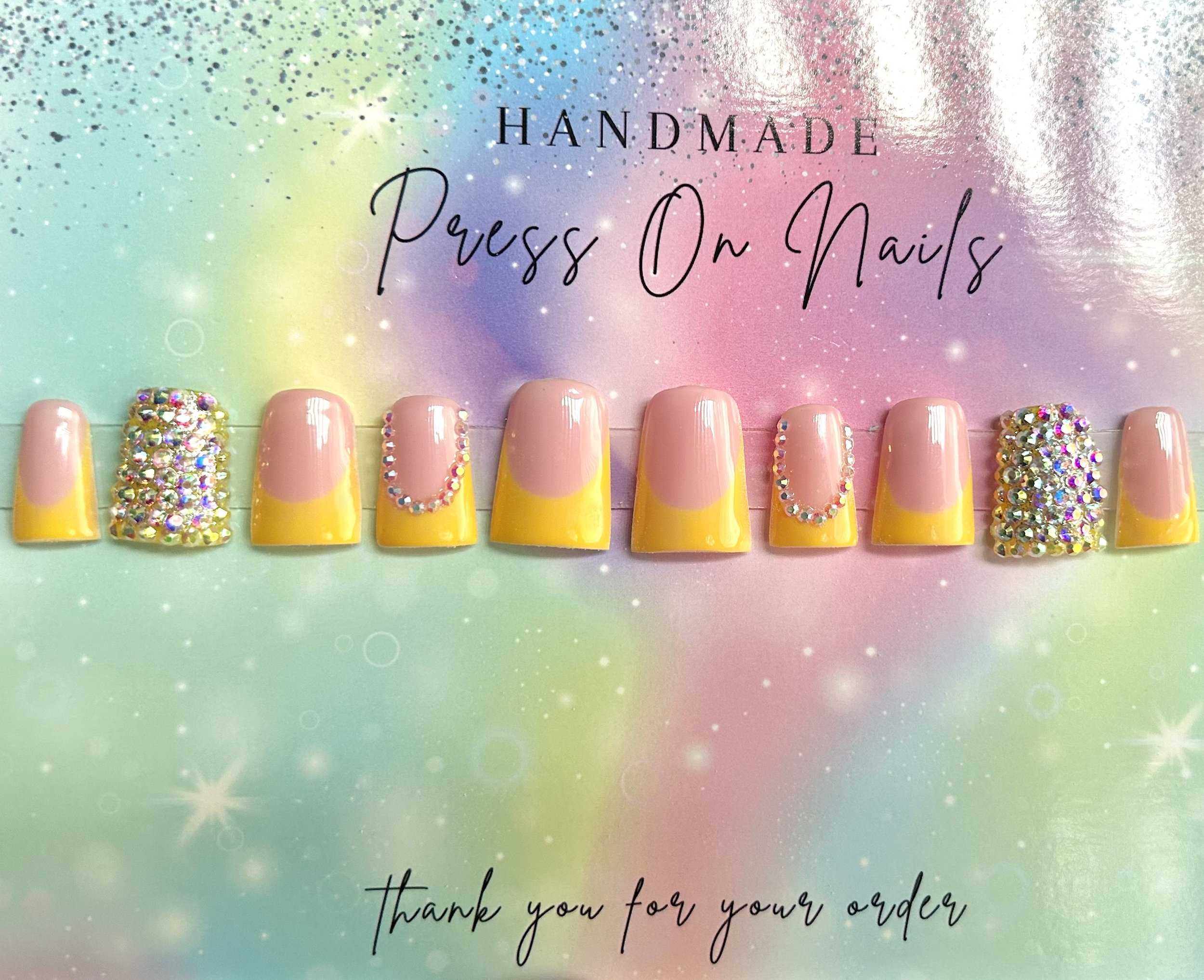 Yellow Bling Duck Nails