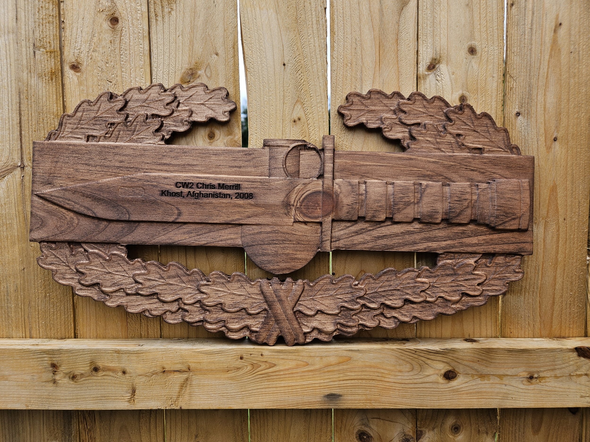 3D carved Army Combat Action Badge