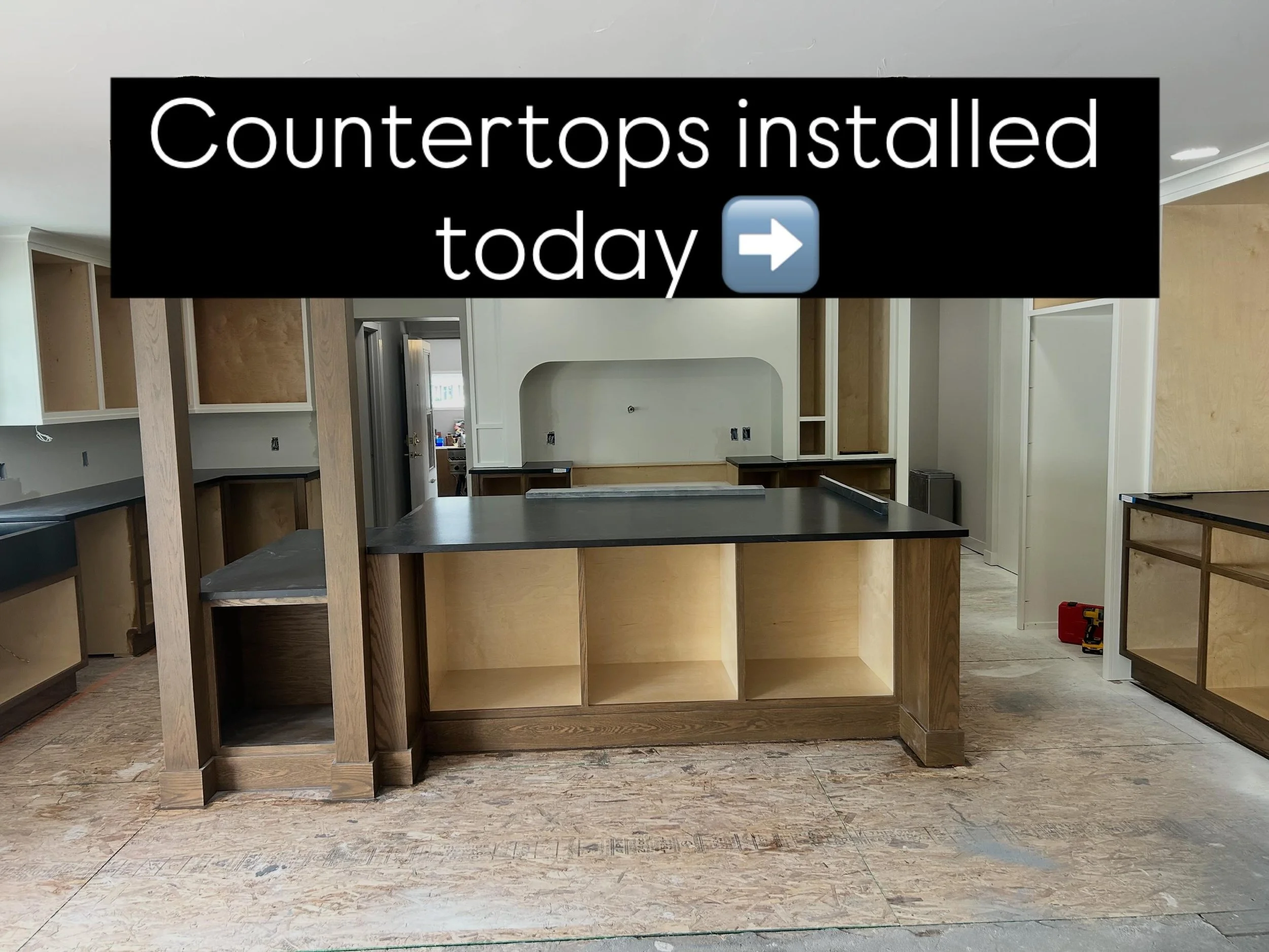 Countertops were installed today! Aurora Suede on a matte dark stained red oak. This is not the red oak you&rsquo;re used to! These highlights just give a glimpse of the finish to come! Follow along for full reveal.
#grandrapidsinteriordesign #hollan