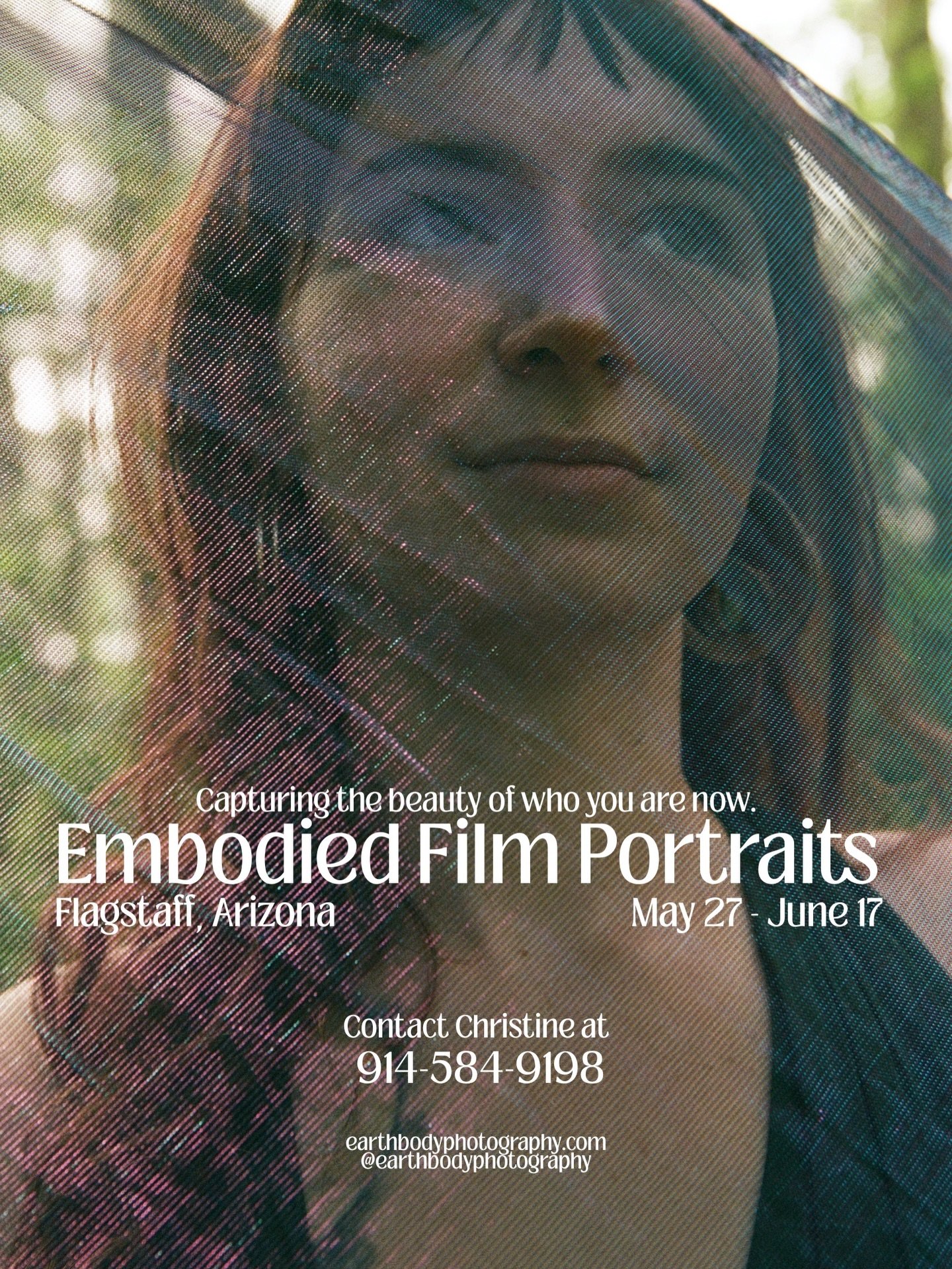 📸 May 27th - June 17th 📸

Offering film portrait sessions to women and mothers of Flagstaff, Arizona 

At your home, or in your favorite nature spot 🌵

Pricing is flexible depending on your needs 🙏🏻

Send me a DM to schedule a date- and please s