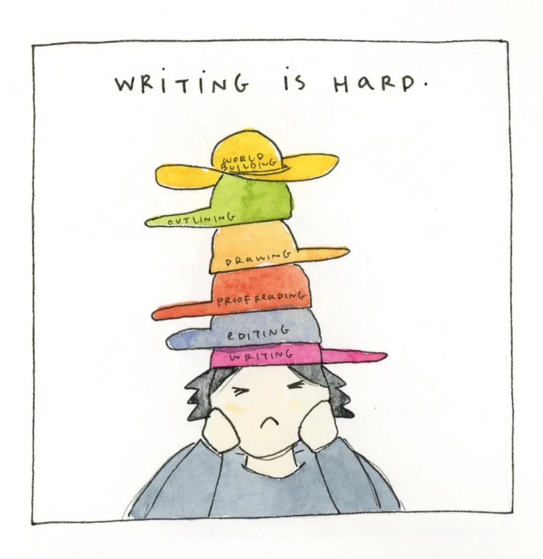 Part 2: Writing Life
-
&ldquo;Writing is Hard.&rdquo;
-
Writing a graphic novel is hard. But at the same time, I don&rsquo;t want to be doing anything else (except  make comics about making a graphic novel). Perhaps I could have started with a smalle