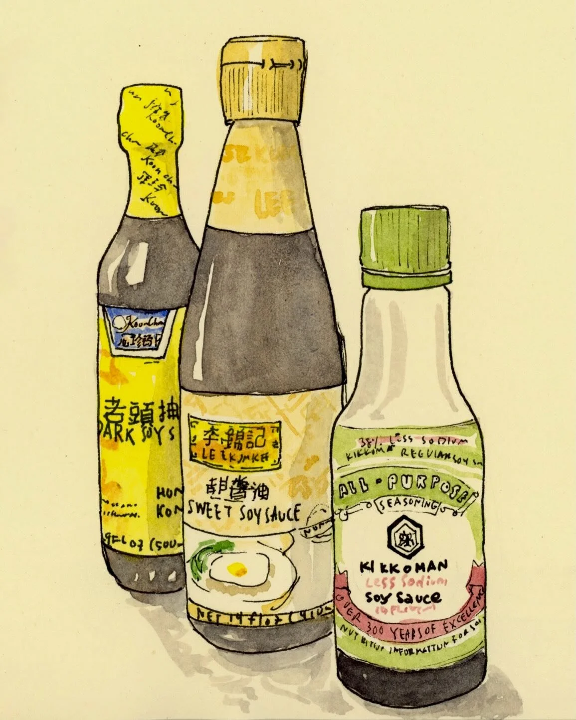 The Umami Preference Paradox
-
We got an assortment of soy sauces at Pacific Market the other day. It was a delight to slow down and capture a sense of nostalgia in my visual diary. 
-
#watercolor #observationaldrawing #fooddrawing #umami #asianmarke