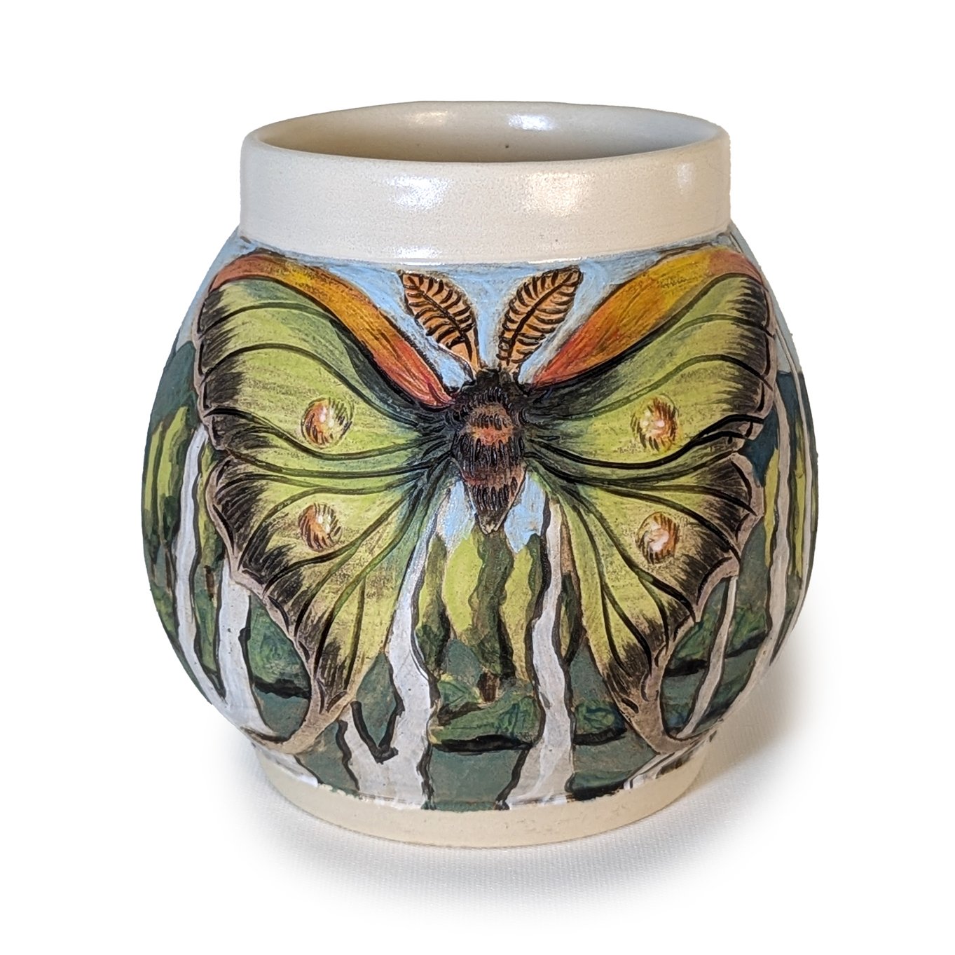 Luna Moth with Fields Vase 02