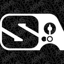 A black and white icon of a drone or quadcopter with a camera or sensor on it.